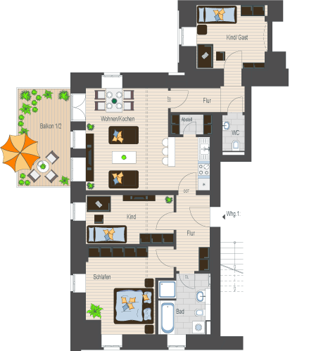 Wellenwerk IV - Wohnen am Cospudener See - Speicher & M&uuml;hle - Wohnung 1