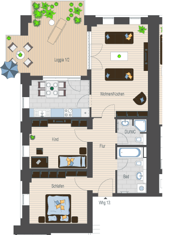 Wellenwerk IV - Wohnen am Cospudener See - Speicher & M&uuml;hle - Wohnung 13