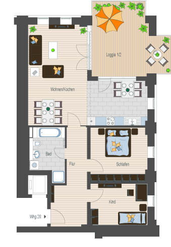 Wellenwerk IV - Wohnen am Cospudener See - Speicher & M&uuml;hle - Wohnung 20