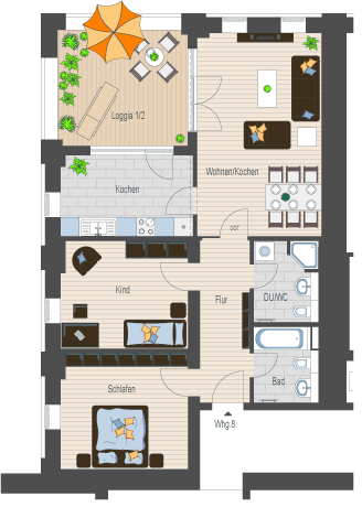 Wellenwerk IV - Wohnen am Cospudener See - Speicher & M&uuml;hle - Wohnung 8